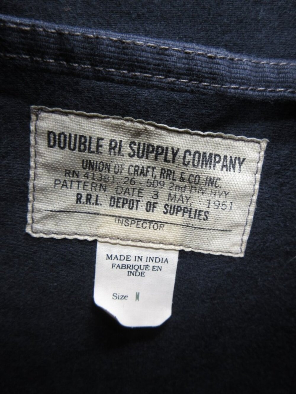 RRL Double RL Jacket Medium Navy Bower Corduroy Collar N1 Deck Military - Picture 13 of 16